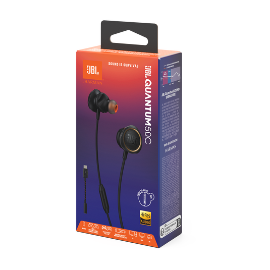 JBL Quantum 50C - Black - Wired in-ear gaming headset with USB-C adapter - Detailshot 15 image number null